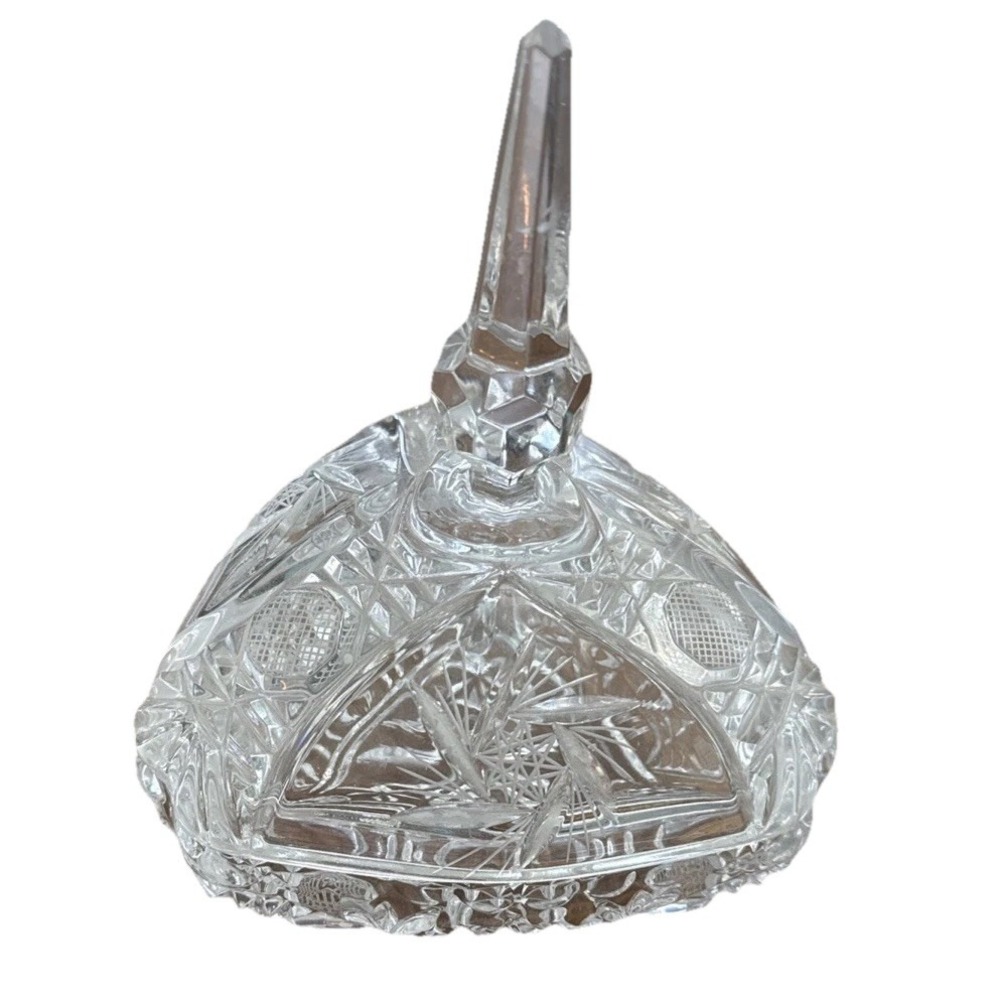 Vintage Anna Hutte Footed Lead Crystal Compote Candy Dish W/ Steeple Top 70s
